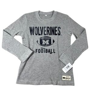 Michigan Wolverines Football Kids Gray Waffle Knit Shirt Size M 10/12 NEW